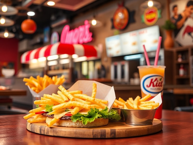 Variété de fast food attrayants, proposant saveur et rapidité.